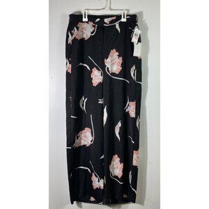 Womens 1state Wide Leg Pants Black Pink‎ Florals Twilight Hour 10 NWT